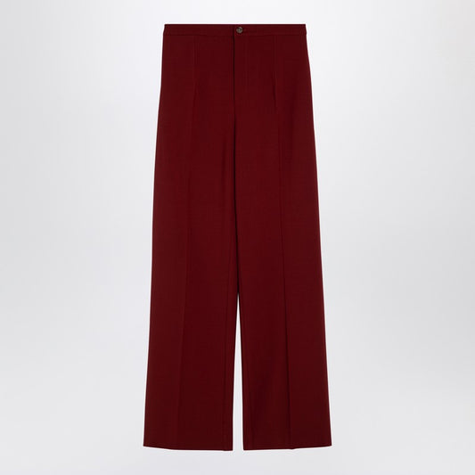 Burgundy Wool Palazzo Trousers