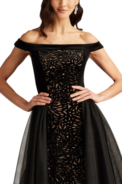 VALENCIA LASER CUT VELVET & TULLE DRESS