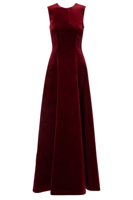 فستان مارا باللون الأحمر من قماش جاكار وردي جرافيكي