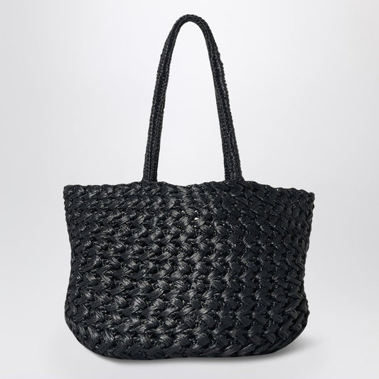 Estelle Two bag in black woven raffia