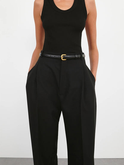 WIDE-LEG PLEATED TROUSERS