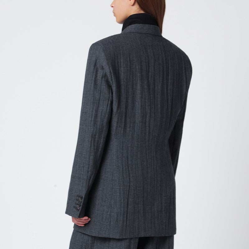 Grey wool-blend single-breasted jacket