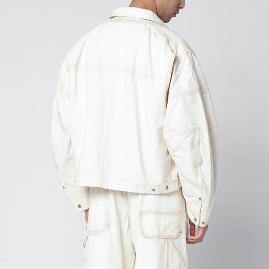 Stockton white washed-effect zip jacket
