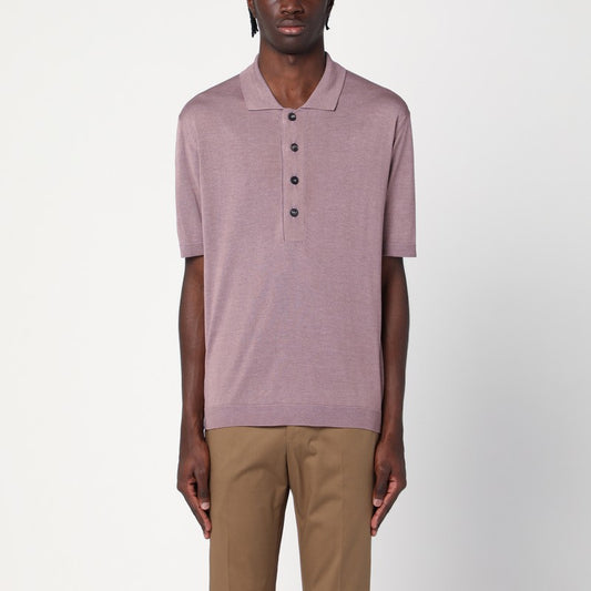 Lilac Silk-blend Polo Shirt