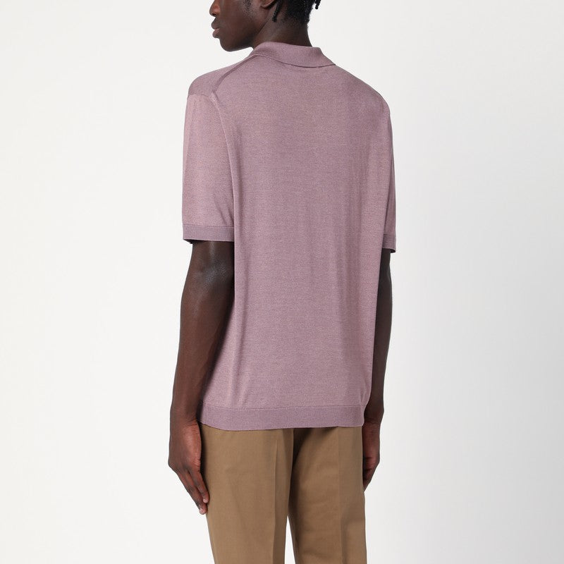 Lilac Silk-blend Polo Shirt