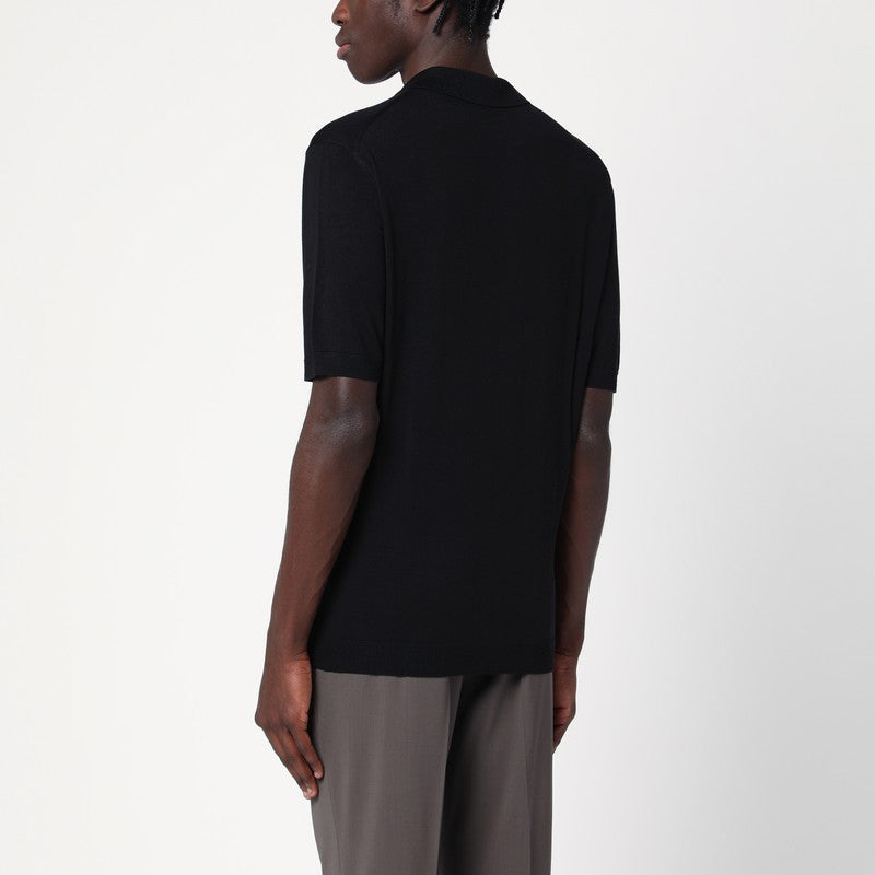 Black Silk-blend Polo Shirt