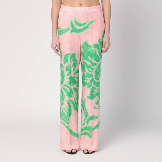 Wide Printed Trousers In Silk Blend