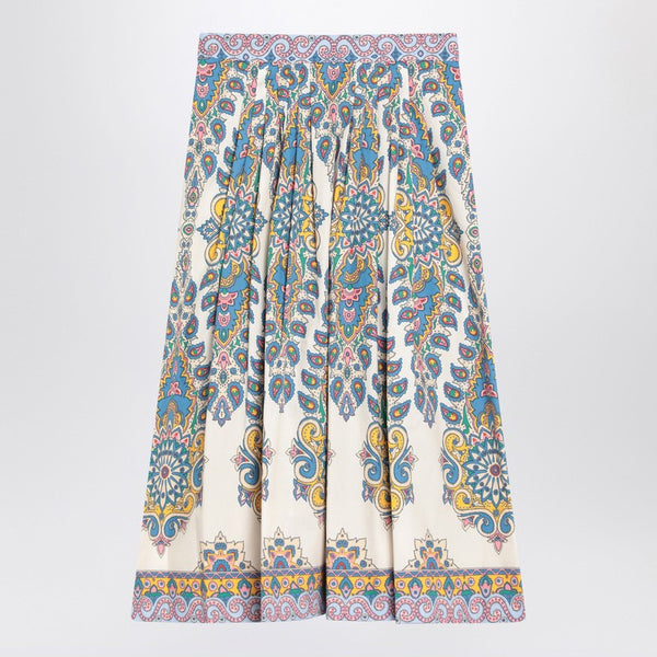 Shop Paisley Print Cotton Midi Skirt ❘ Netdressed