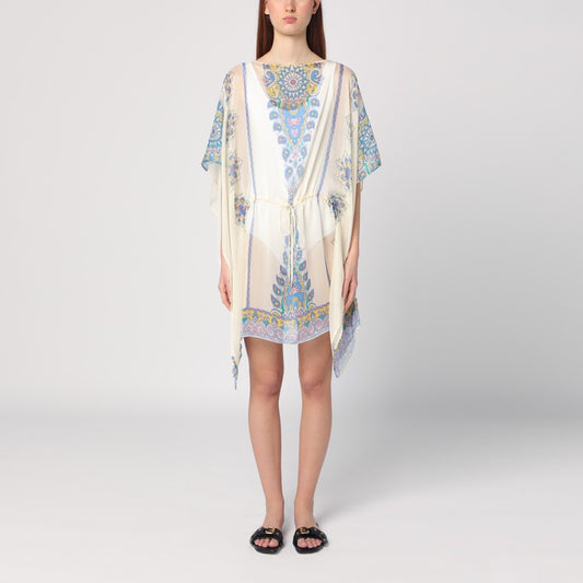 Short Printed Silk Caftan