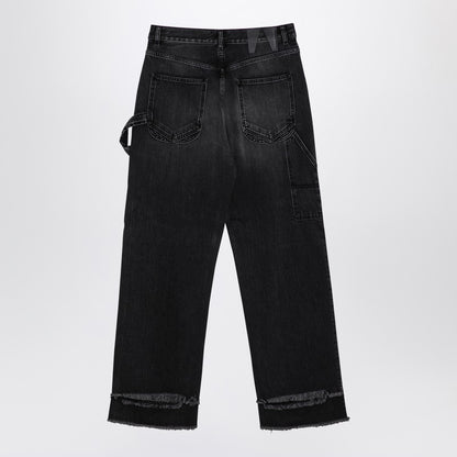 Wide Black Washed Denim Jeans