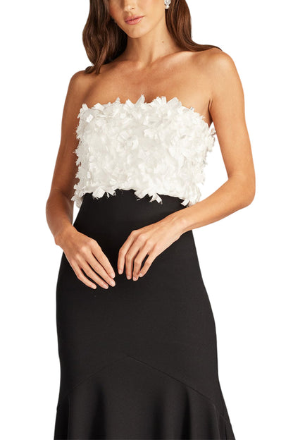 XORA FLORAL EMBELLISHED STRAPLESS GOWN