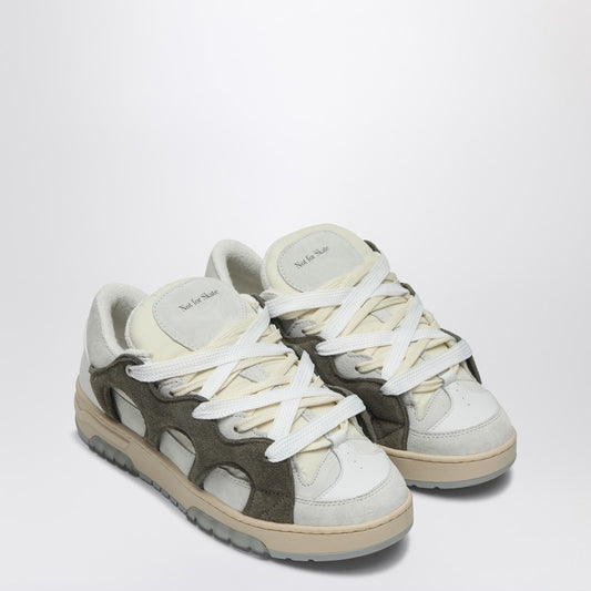 Model 1 Dark Green/white Mesh And Suede Sneaker
