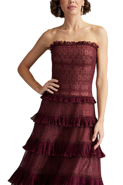 ZIANI TIERED RUFFLE MIDI DRESS