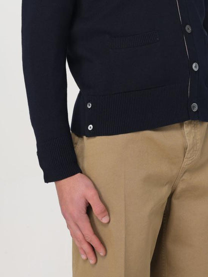 COTTON V-NECK INTARSIA 4-BAR RELAXED FIT CARDIGAN