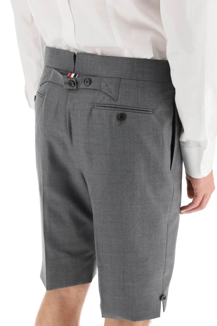 NETDRESSED | THOM BROWNE | SUPER 120'S WOOL SHORTS WITH BACK STRAP