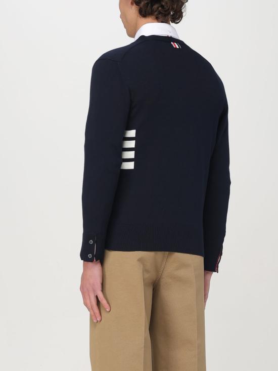 COTTON V-NECK INTARSIA 4-BAR RELAXED FIT CARDIGAN