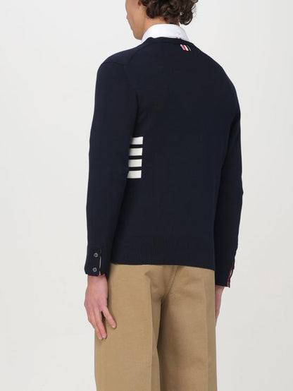 COTTON V-NECK INTARSIA 4-BAR RELAXED FIT CARDIGAN