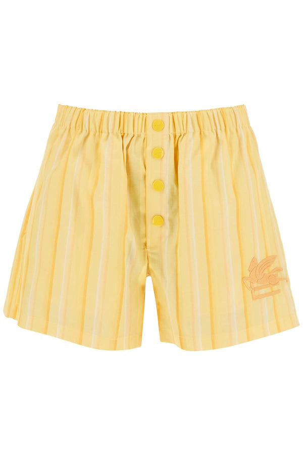 STRIPED SHORTS WITH LOGO EMBROIDERY