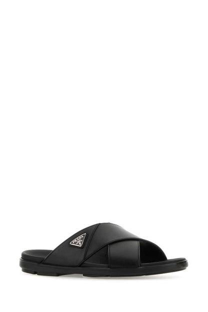 TRIANGLE LOGO SLIP ON SANDALS