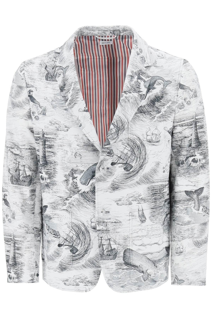 NETDRESSED | THOM BROWNE | DECONSTRUCTED SINGLE-BREASTED JACKET WITH NAUTICAL TOILE MOTIF