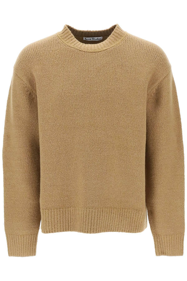 Crew-neck sweater in wool and cotton