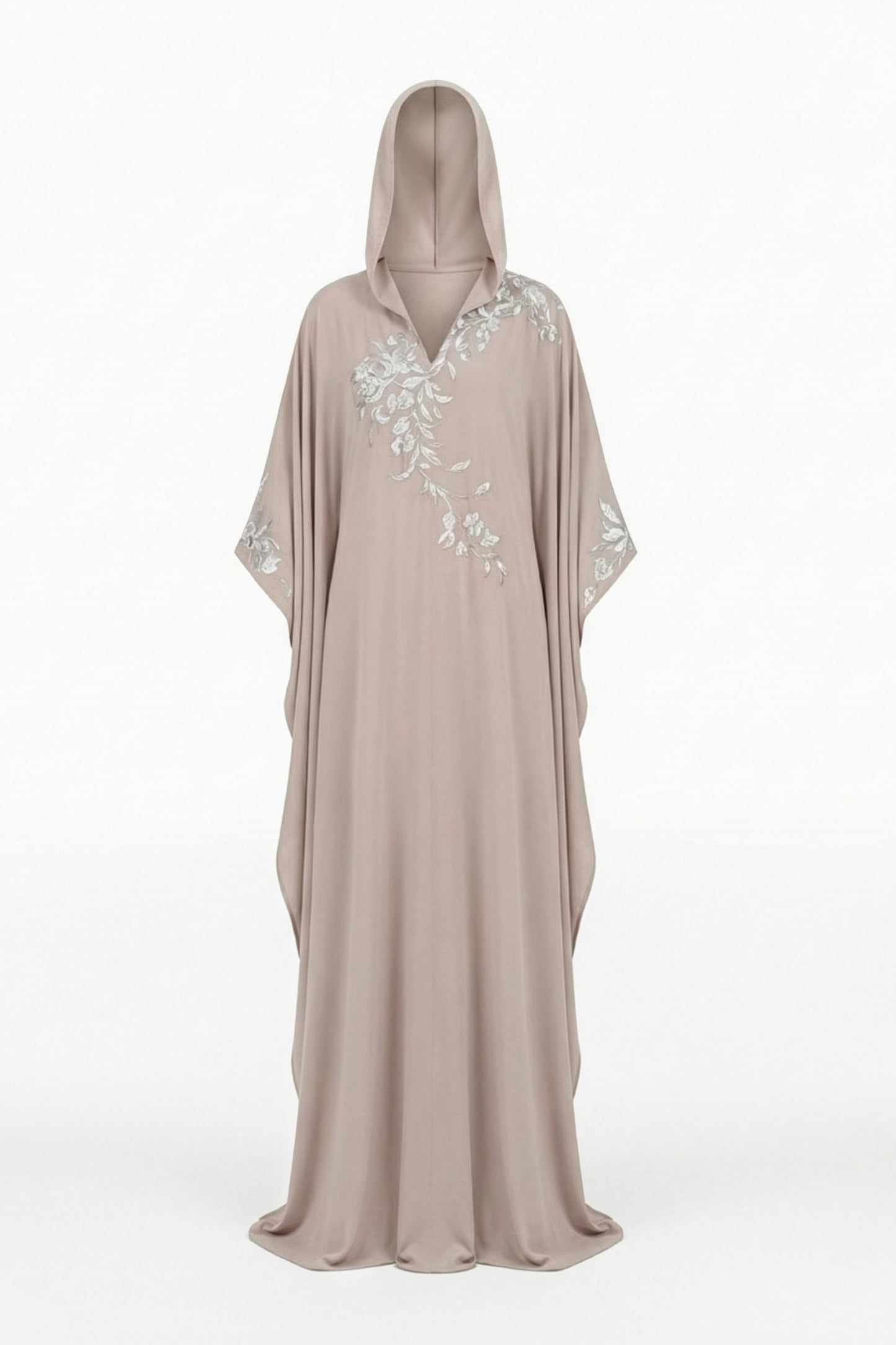 Embellished Crepe Abaya With Hood