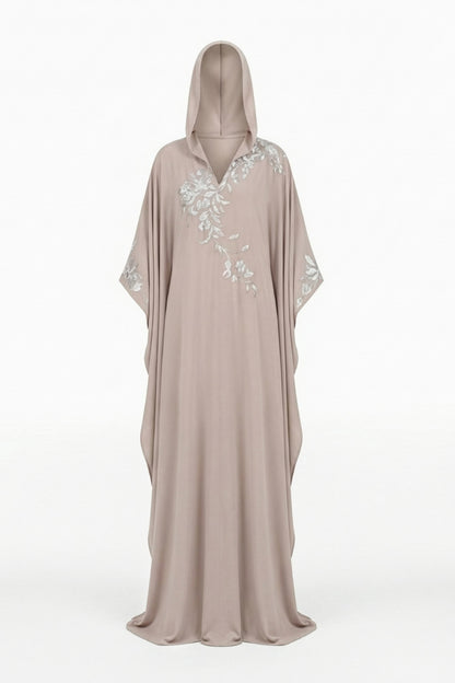 Embellished Crepe Abaya With Hood
