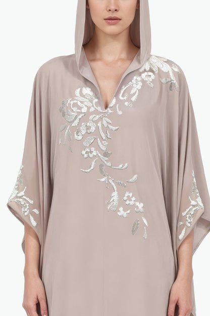 Embellished Crepe Abaya With Hood