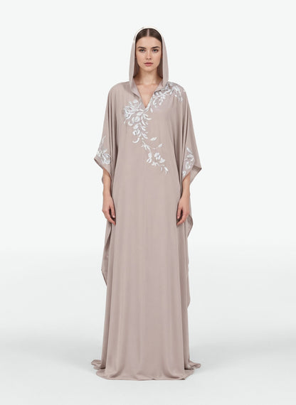 Embellished Crepe Abaya With Hood
