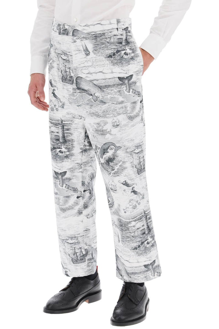 NETDRESSED | THOM BROWNE | CROPPED PANTS WITH 'NAUTICAL TOILE' MOTIF