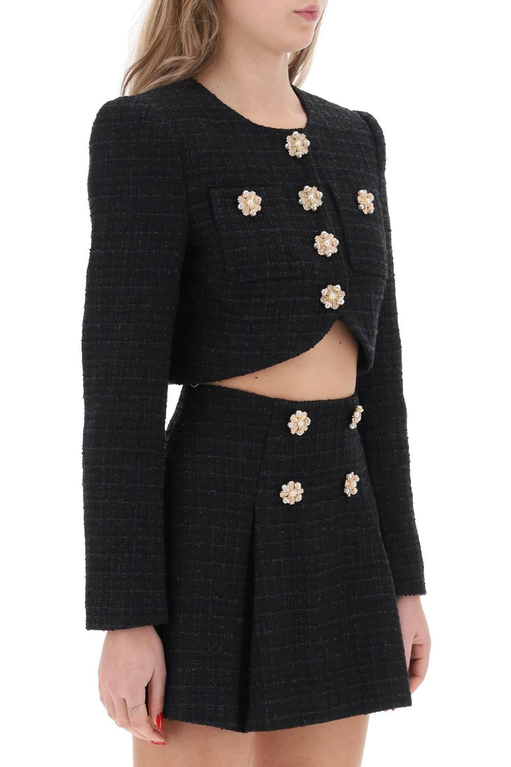 NETDRESSED | SELF PORTRAIT | TWEED CROPPED JACKET WITH DIAMANTÉ BUTTONS