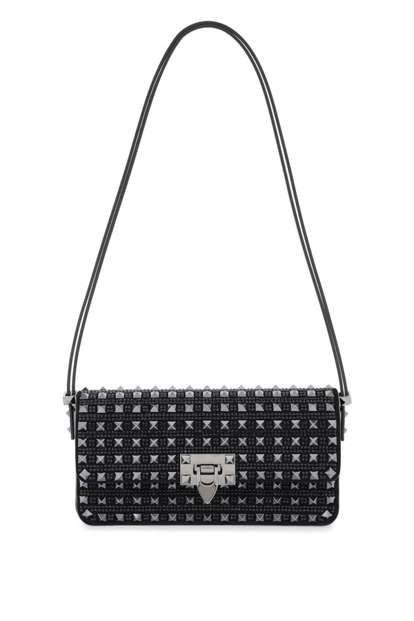 NETDRESSED | VALENTINO | ROCKSTUD23 EAST-WEST LEATHER SHOULDER BAG WITH STUDS AND RHINESTONES
