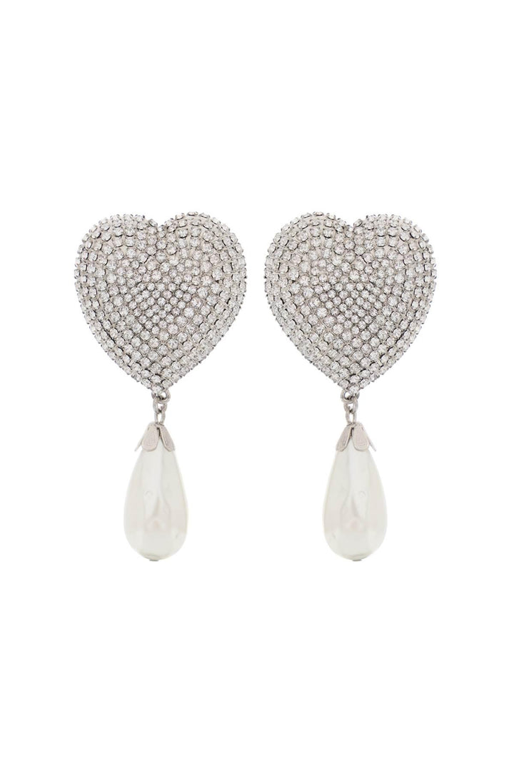 NETDRESSED | ALESSANDRA RICH | HEART CRYSTAL EARRINGS WITH PEARLS