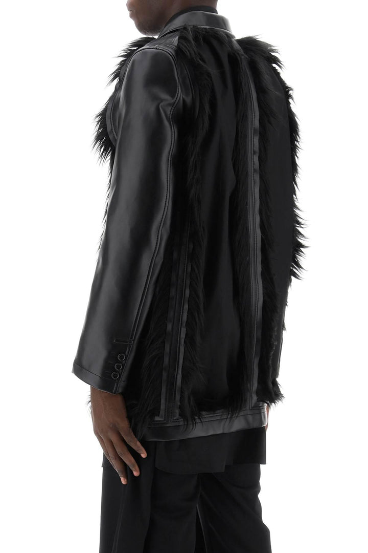 NETDRESSED | COMME DES GARCONS HOMME PLUS | FAUX LEATHER DESTROYED BALZER WITH ECO-FUR TRIMS