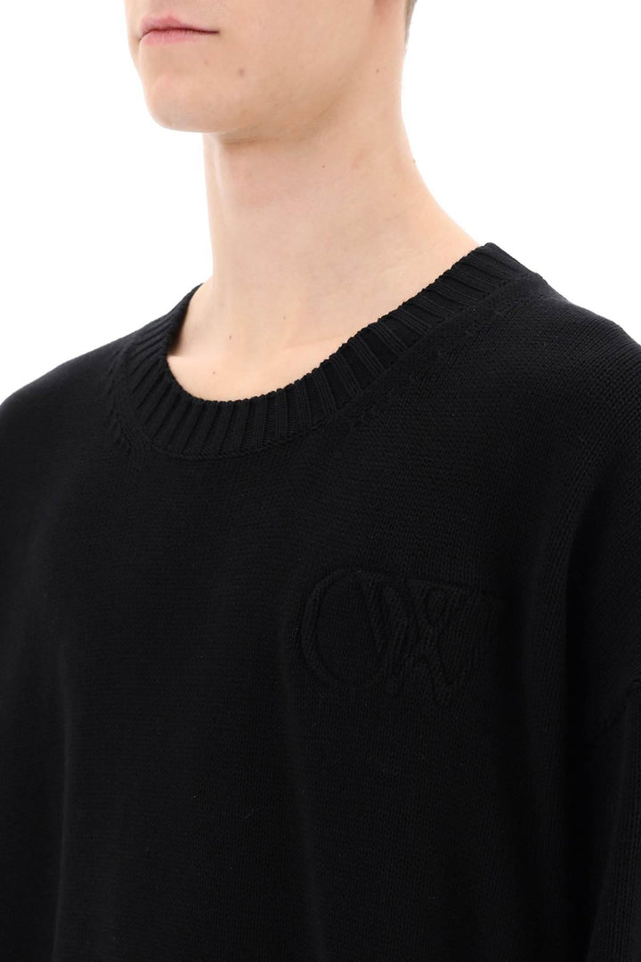 NETDRESSED | OFF-WHITE | SWEATER WITH EMBOSSED DIAGONAL MOTIF