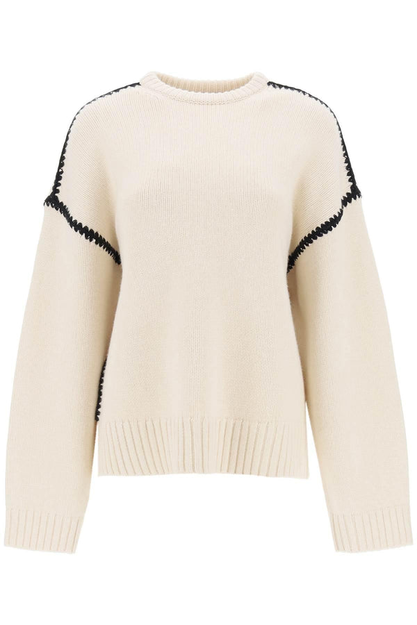 Sweater with contrast embroideries