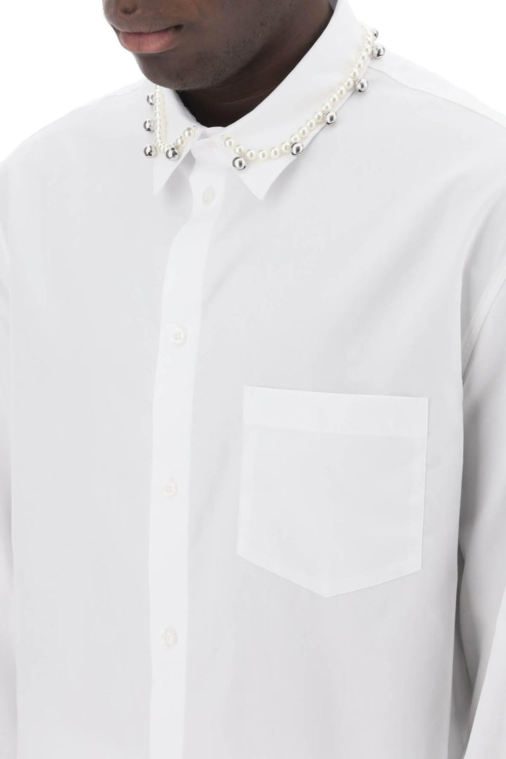 NETDRESSED | SIMONE ROCHA | PEARL AND BELL EMBELLISHED SHIRT IN WHITE