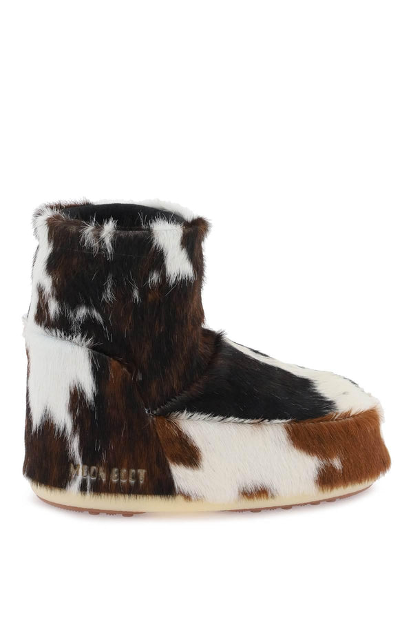 Icon Low after-ski boots in cow-printed fur